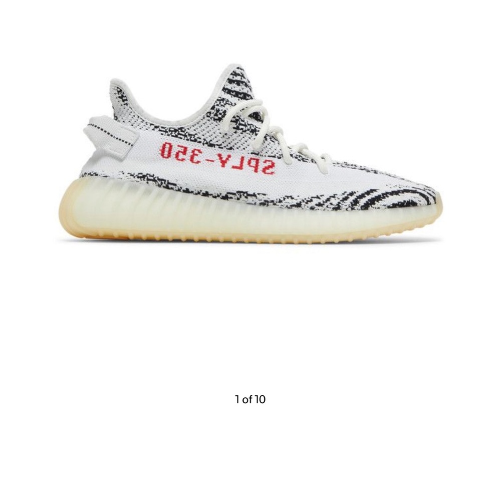 Yeezy Zebra White Black Red Sneakers